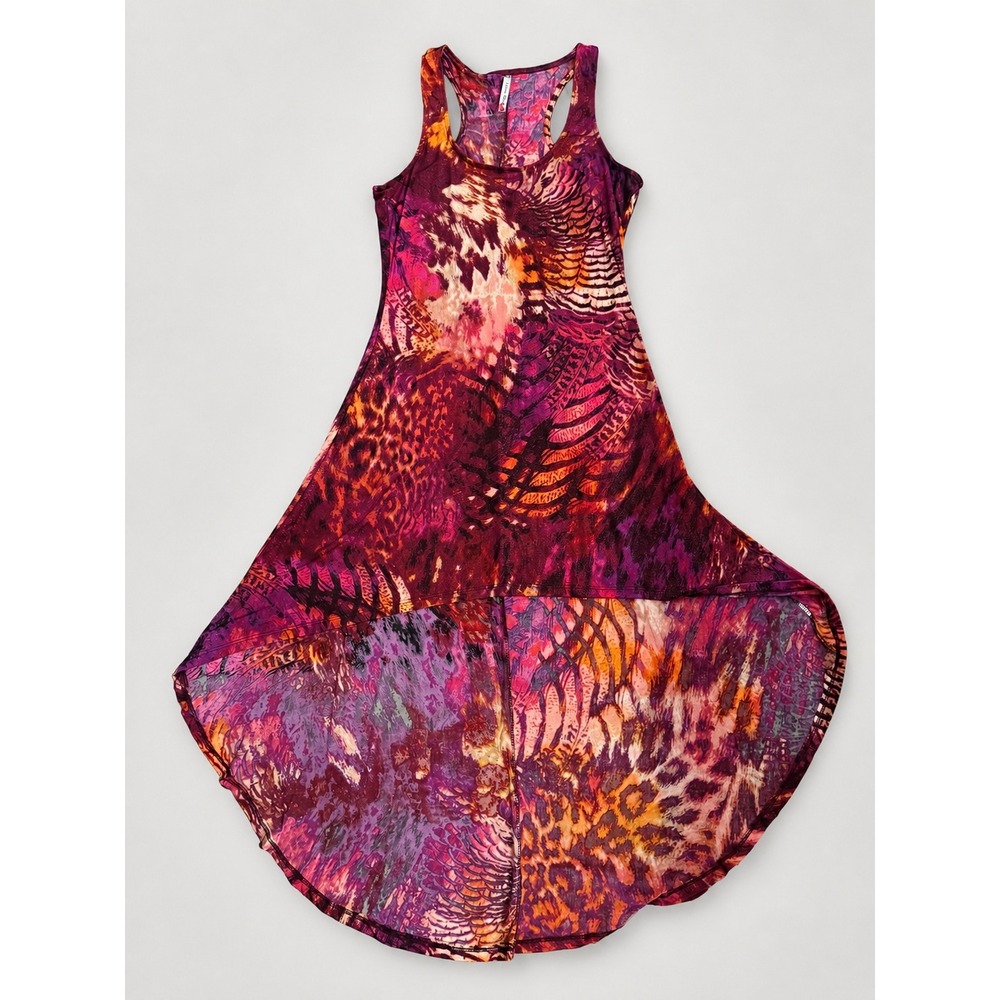 Reckless Hearts Animal Print Shimmer High Low Racerback Maxi Dress Whimsigoth